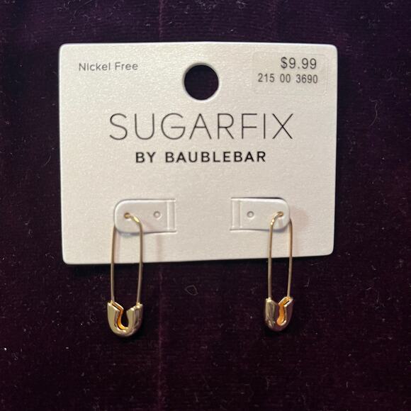 Sugarfix by BaubleBar Pin Drop Earrings Safety Pin Punk Gold Tone - Picture 1 of 3